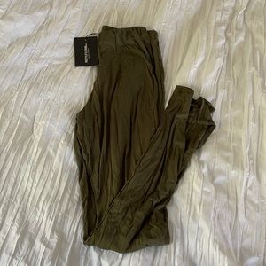 PLT Khaki Jersey Split Hem Leggings